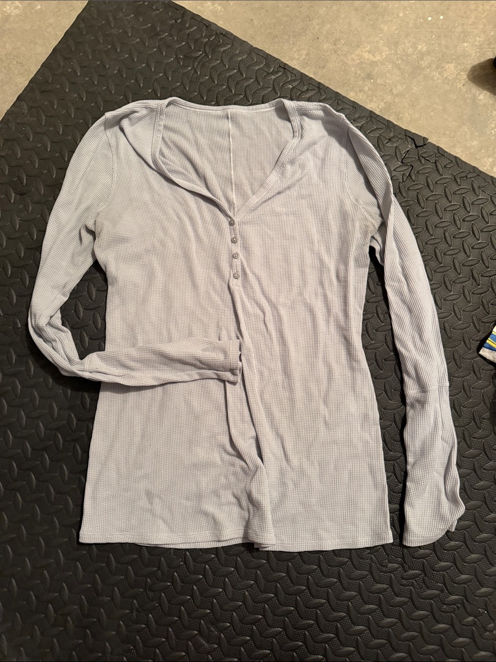 lululemon athletica Light Gray Waffle Henley Long Sleeve Top